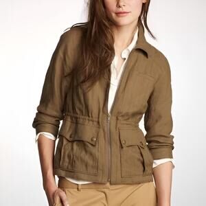 J. Crew Flight Collared Snap Flap Pockets Full Zip Utility Jacket Olive Size 4